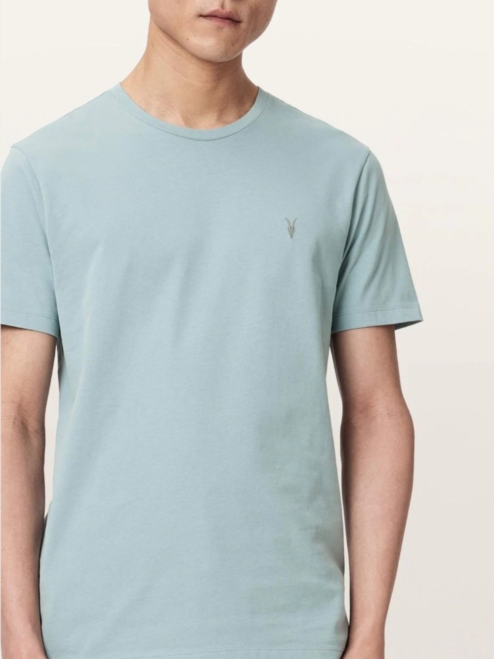 AllSaints Mens Crewneck Light Blue Size Large Slim Fit Minimalist Classic